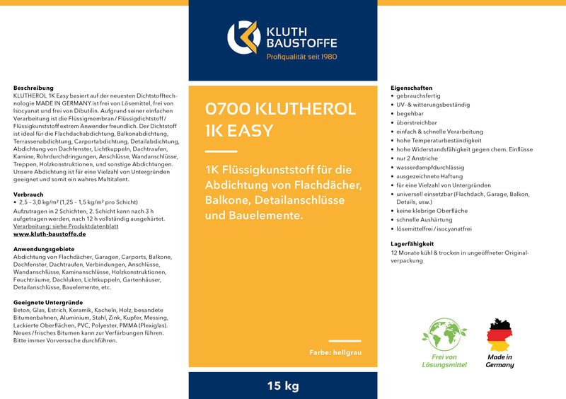 0700 KLUTHEROL 1K Easy Flüssigkunststoff - ab 6,01 € / kg