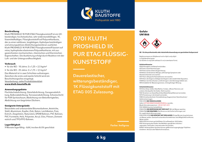 0701 Kluth PROSHIELD 1K PUR ETAG Flüssigkunststoff - ab 7,83 € / kg